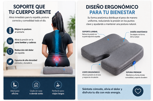 Cojín Ortopédico Ergonómico | Alivio del Dolor de Espalda