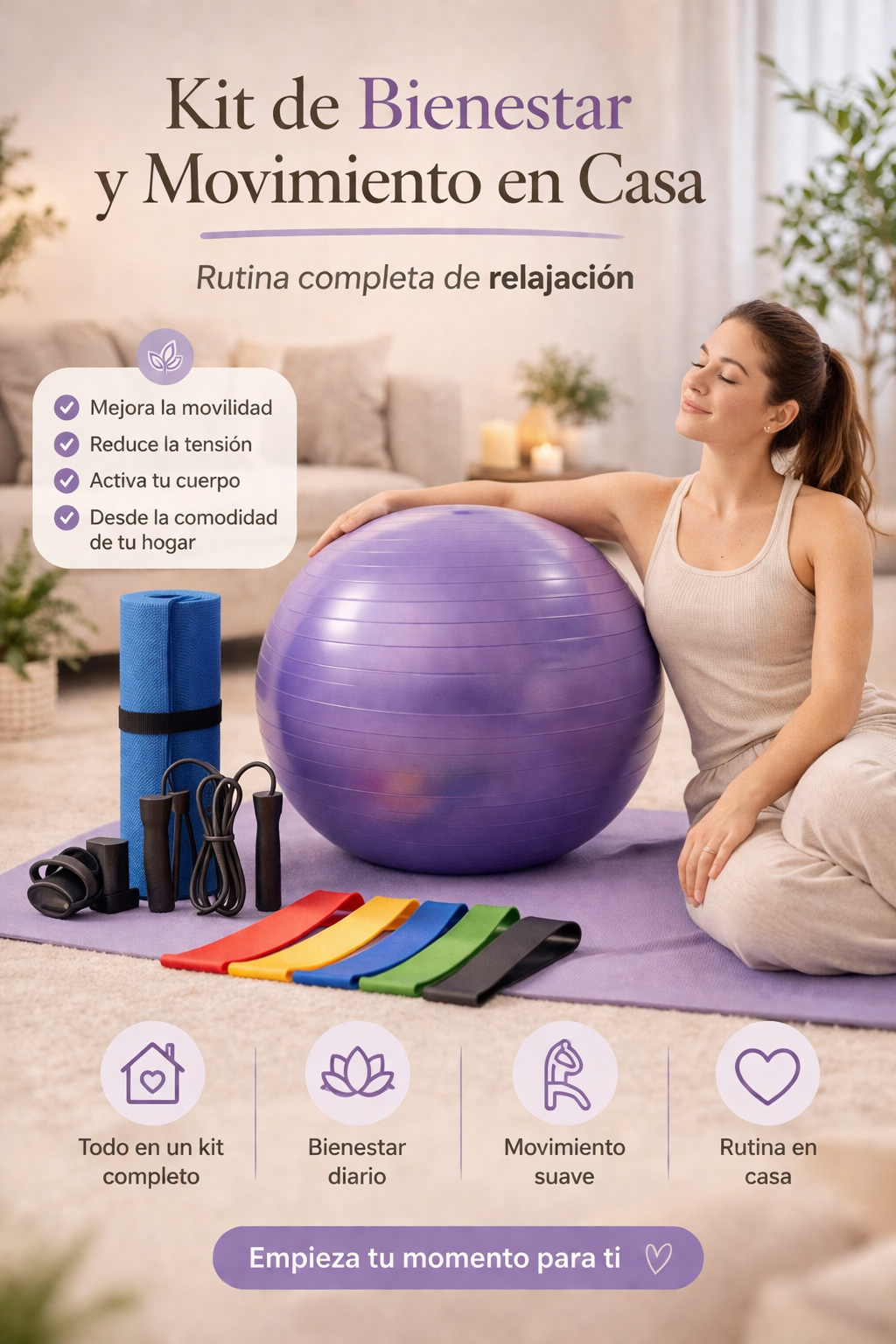Kit de Bienestar y Movimiento en Casa – Rutina Completa de Relajación