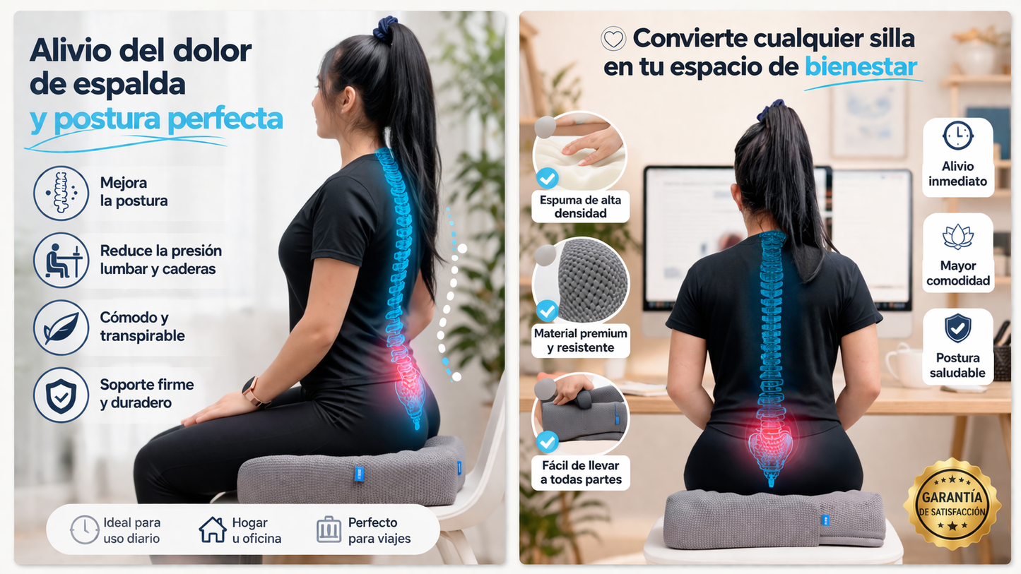 Cojín Ortopédico Ergonómico | Alivio del Dolor de Espalda