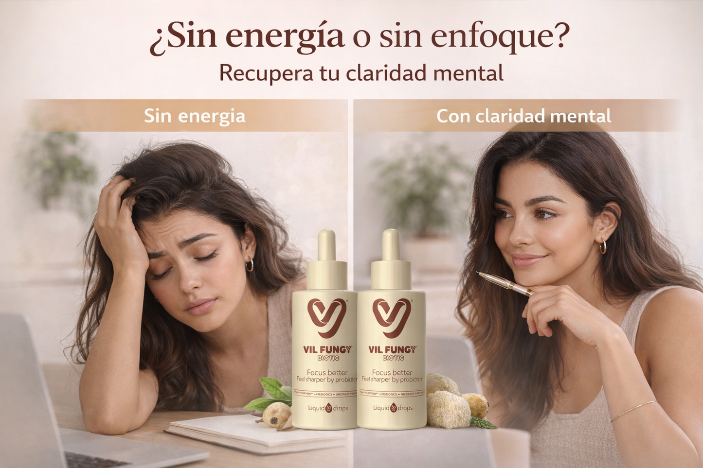 Energía y Enfoque Natural | Probiótico para Concentración y Bienestar (Gotas x2)
